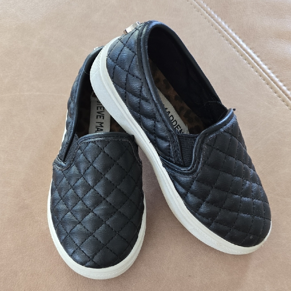 Steve Madden Black Quilted Slip-On Shoes